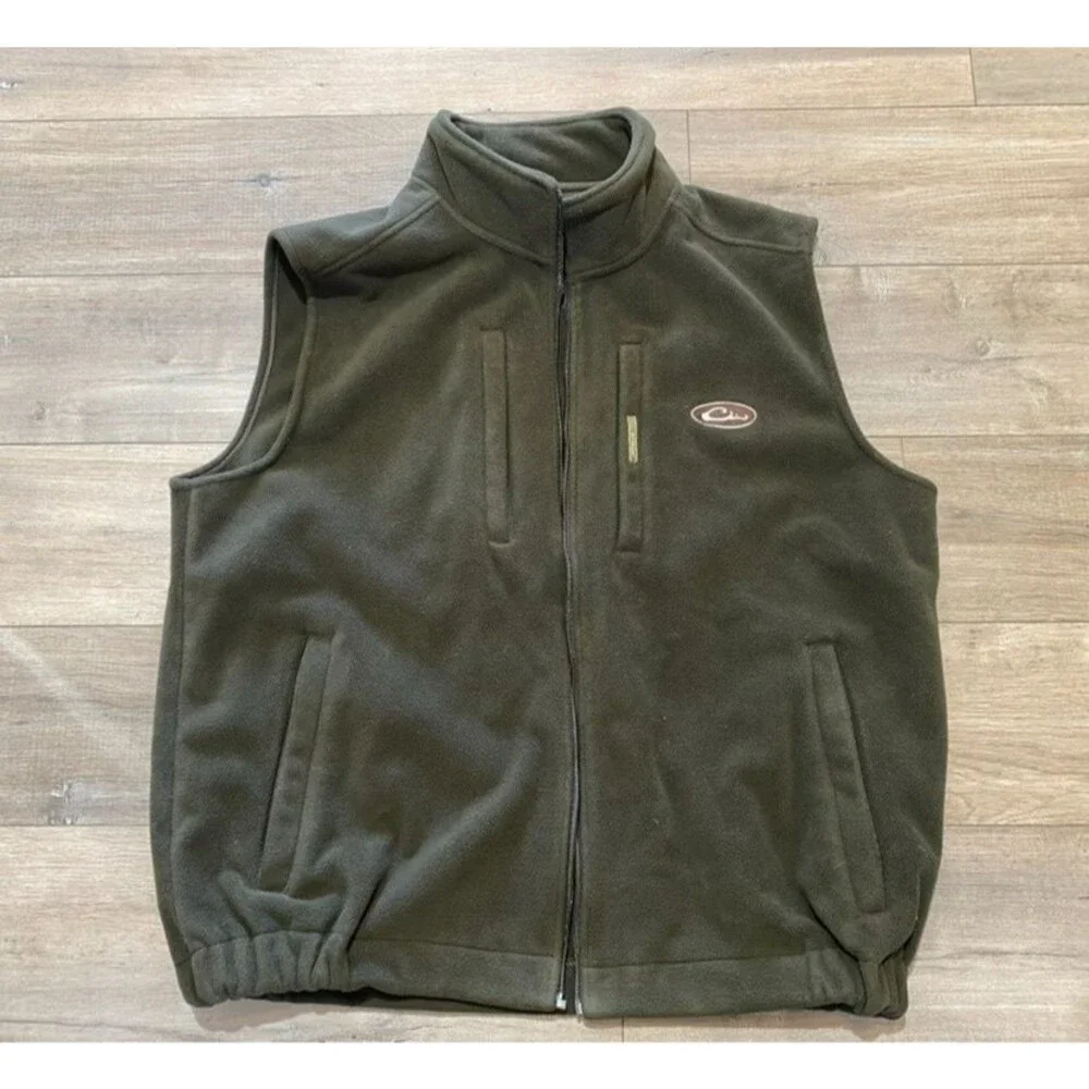 Drake Waterfowl Multi Pocket Fleece Hunting Vest Mens XXL Olive Missing Zipper - Picture 1 of 6